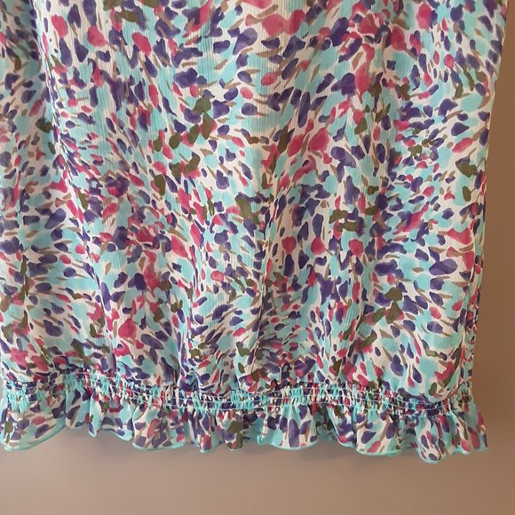 Esprit Women's Cap Sleeve Blouse Boho Floral Sheer Ruffle Size Medium - Picture 5 of 12